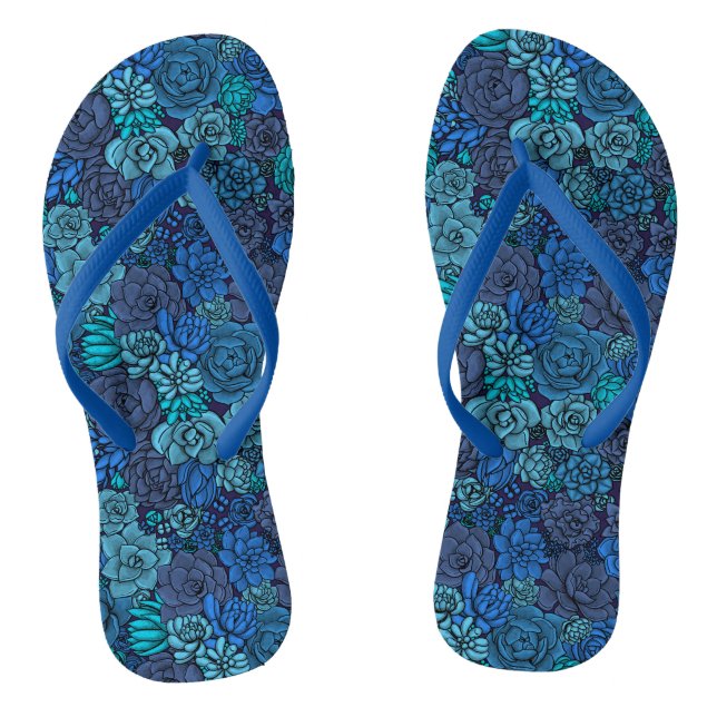 Succulent garden in blue thongs (Footbed)