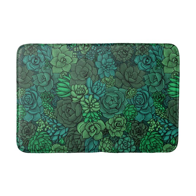 Succulent garden in green bath mat (Front)