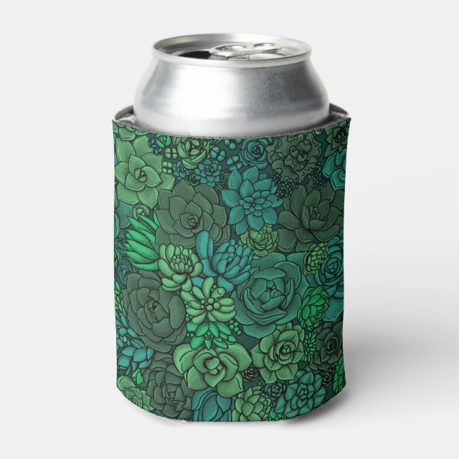 Succulent garden in green can cooler (Can Front)