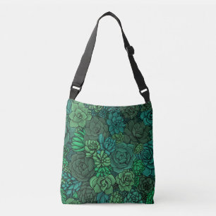 Succulent garden in green crossbody bag