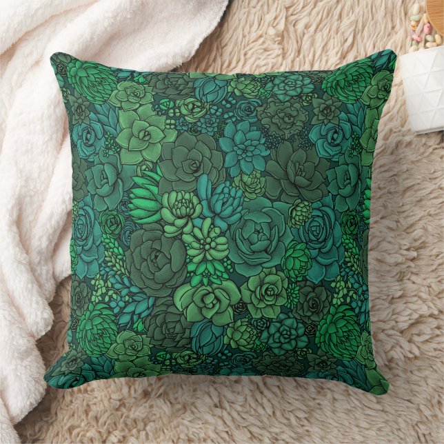 Succulent garden in green cushion (Blanket)