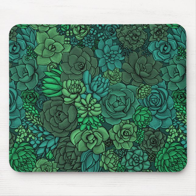 Succulent garden in green mouse pad (Front)