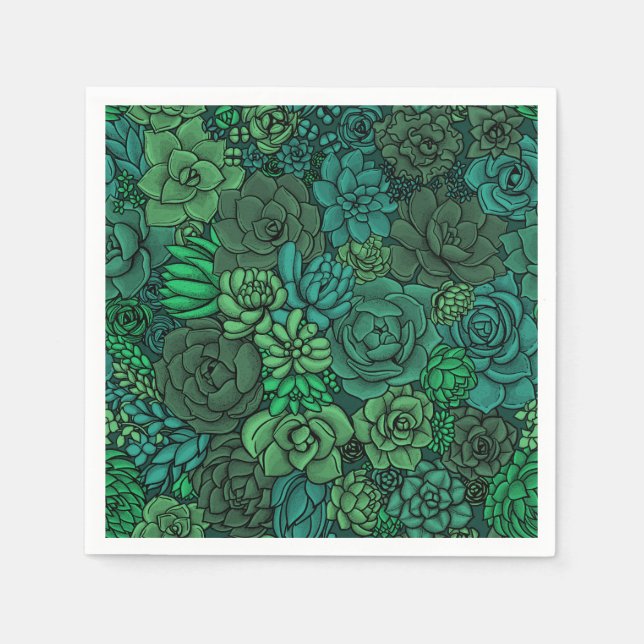 Succulent garden in green napkin (Front)