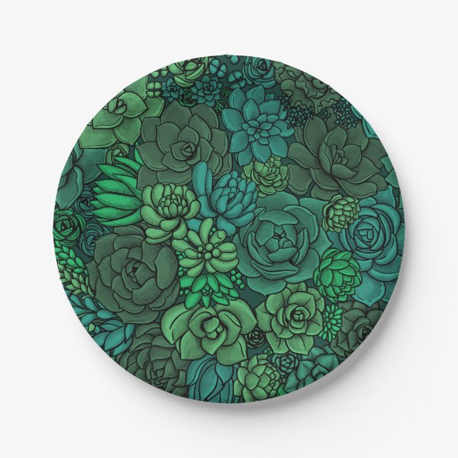 Succulent garden in green paper plate (Front)
