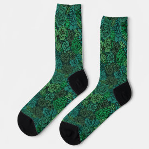 Succulent garden in green socks