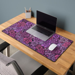 Succulent garden in pink and violet desk mat
