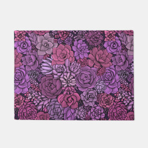 Succulent garden in pink and violet doormat