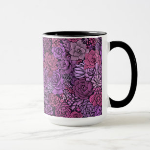 Succulent garden in pink and violet mug