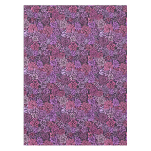 Succulent garden in pink and violet tablecloth