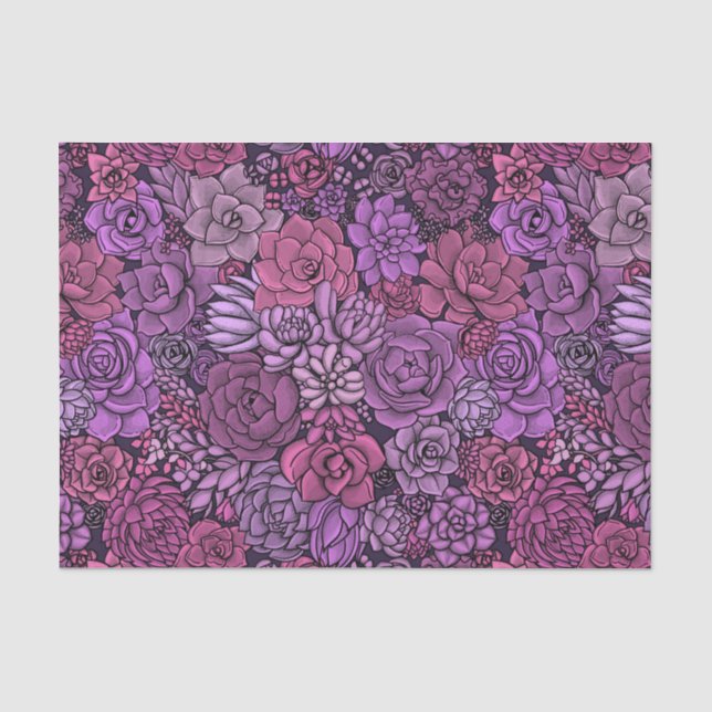 Succulent garden in pink and violet tissue paper (Front)