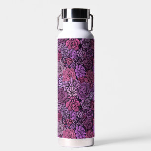 Succulent garden in pink and violet water bottle