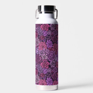 Succulent garden in pink and violet  water bottle