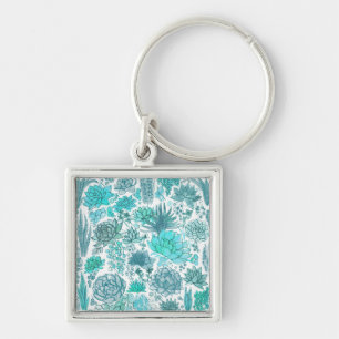 Succulent garden key ring