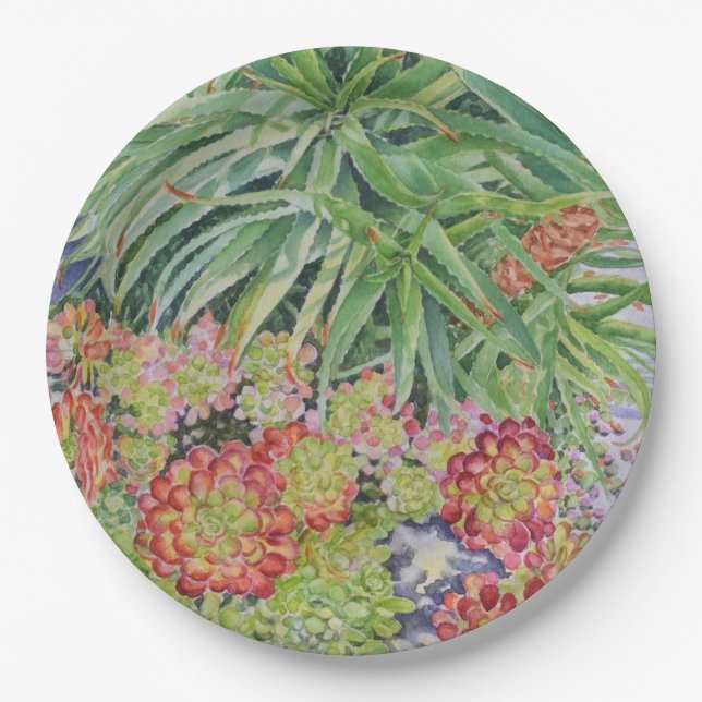 Succulent Garden Paper Plate (Front)