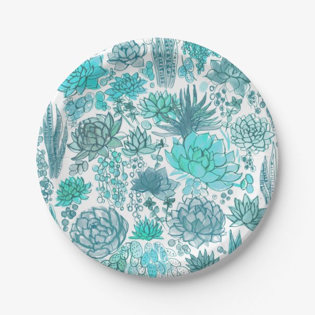 Succulent garden paper plate (Front)
