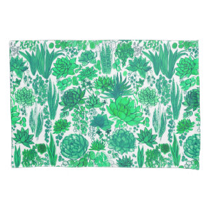 Succulent garden pillowcase