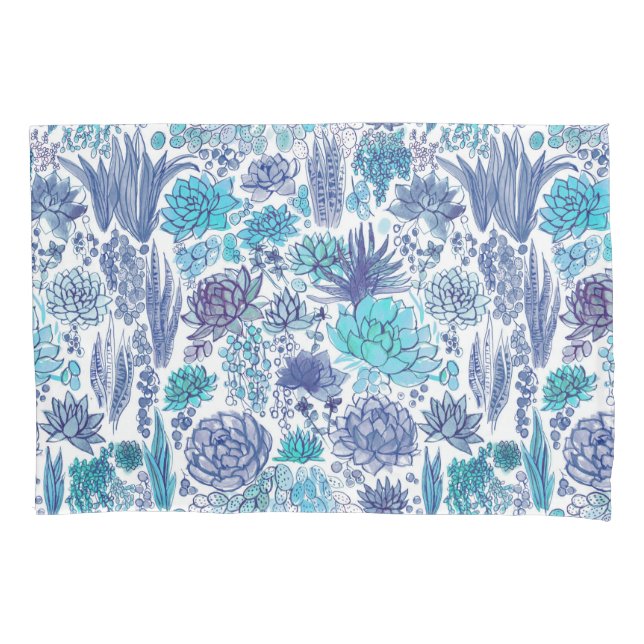 Succulent garden pillowcase (Front-Left)