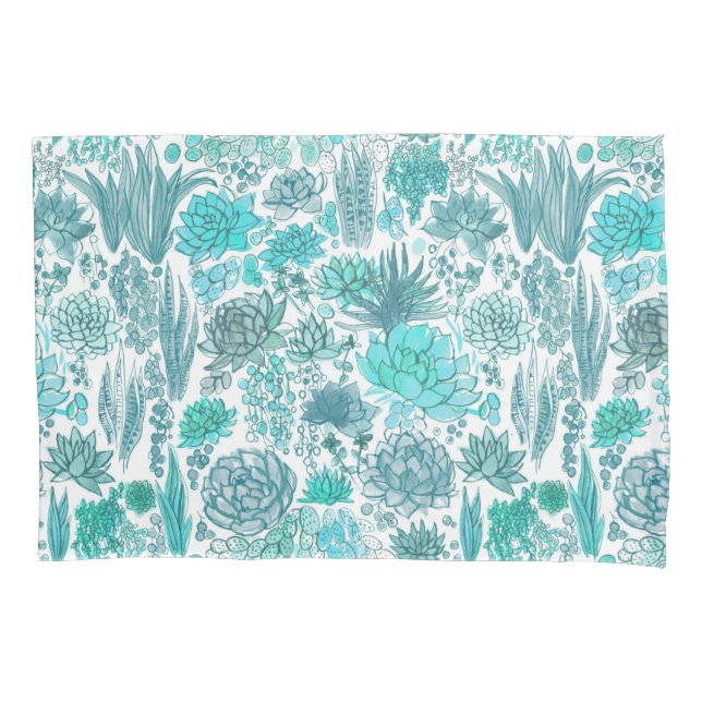 Succulent garden pillowcase (Front-Left)