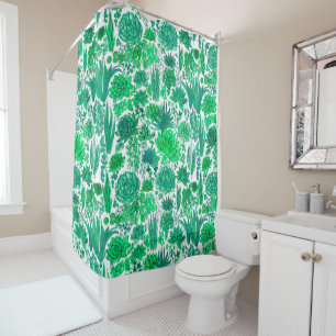 Succulent garden shower curtain