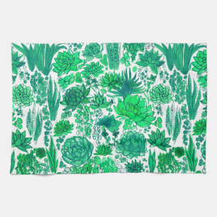 Succulent garden tea towel