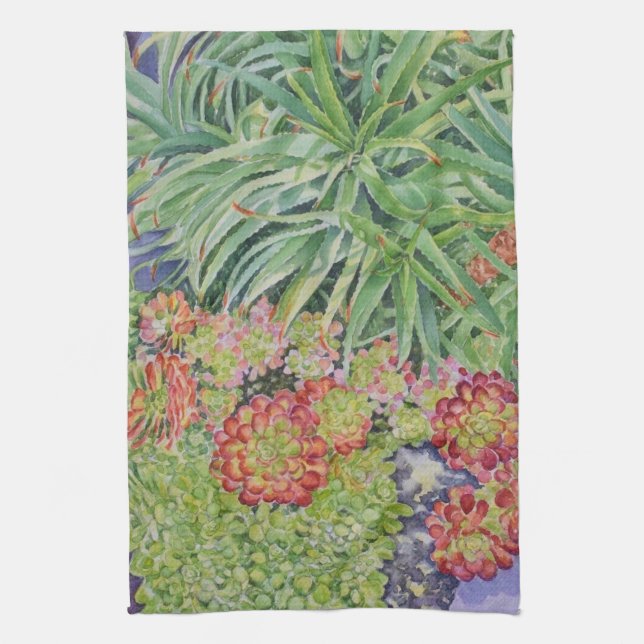 Succulent Garden Tea Towel (Vertical)