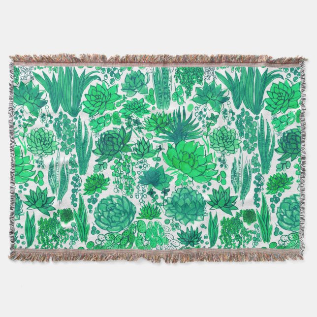 Succulent garden throw blanket (Front)