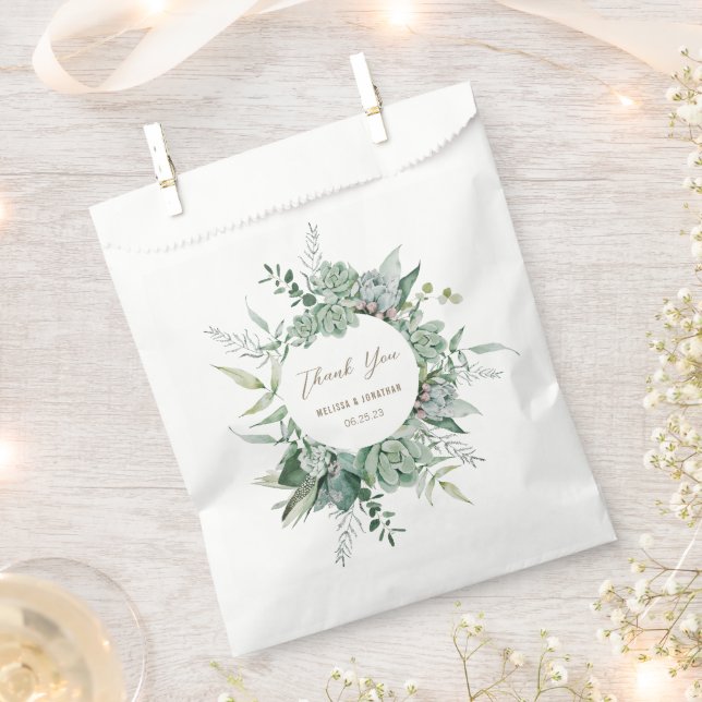 Succulent Garden Wedding Favour Bag (Clipped)