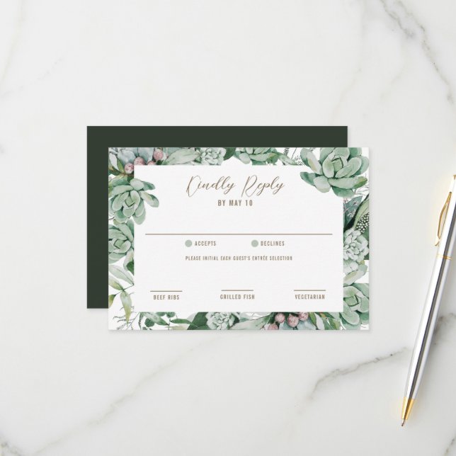 Succulent Garden Wedding RSVP (Front/Back In Situ)