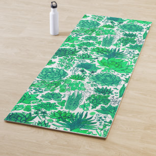 Succulent garden yoga mat
