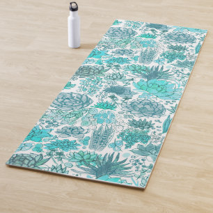 Succulent garden yoga mat