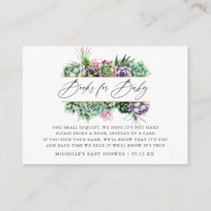 Succulent Geometric Baby Shower Book Request Enclosure Card