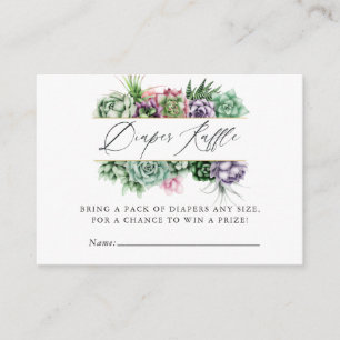 Succulent Geometric Baby Shower Diaper Raffle Enclosure Card