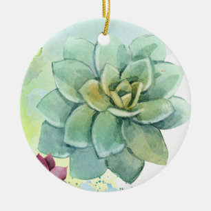 Succulent Glory on a pair of crew socks. Ceramic Ornament