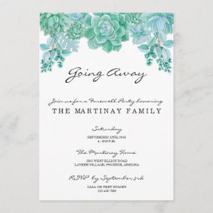 Succulent Going Away Party Invitation
