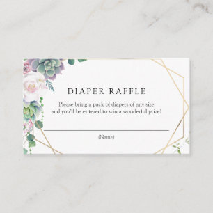 Succulent Gold Frame Diaper Raffle Enclosure Card