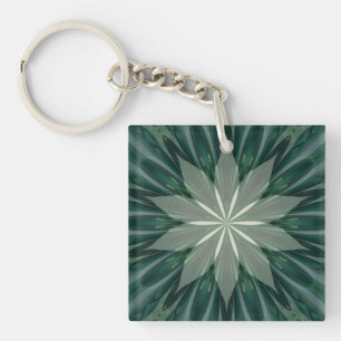 Succulent Green And Forest Flora Kaleidoscope Key Ring
