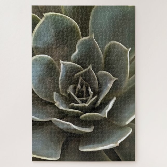 Succulent Green Grey Tones Jigsaw Puzzle (Vertical)