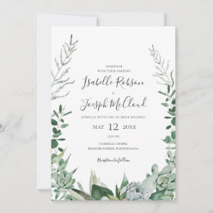Succulent Greenery   All In One Wedding Invitation