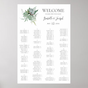 Succulent Greenery   Alphabetical Seating Chart