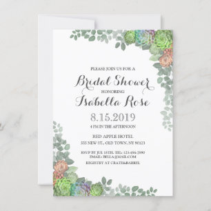 Succulent Greenery Bridal Shower Invitations