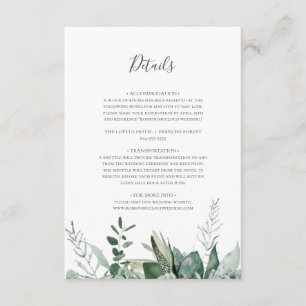 Succulent Greenery   Dark Green Details Enclosure Card