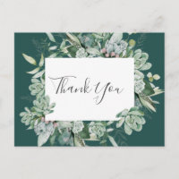 Succulent Greenery | Dark Green Wedding Thank You