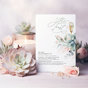 Succulent Greenery Elegant Leaves Engagement Party Invitation