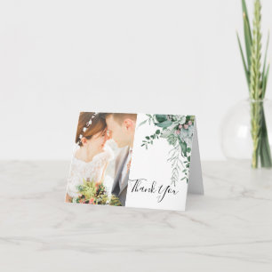 Succulent Greenery   Folded Front and Back Photo Thank You Card