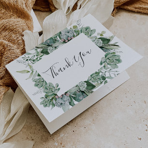 Succulent Greenery   Folded Thank You Card