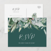 Succulent Greenery | Green Menu Choice RSVP Card