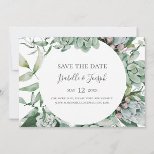 Succulent Greenery   Horizontal Save the Date