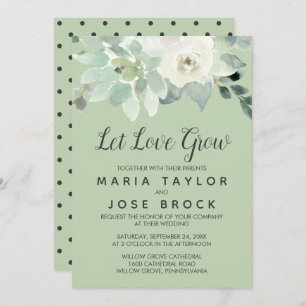 Succulent Greenery Let Love Grow Wedding Invitation