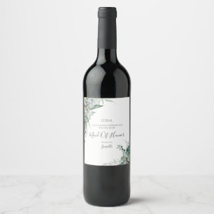 Succulent Greenery   Maid Of Honour Proposal Wine Label