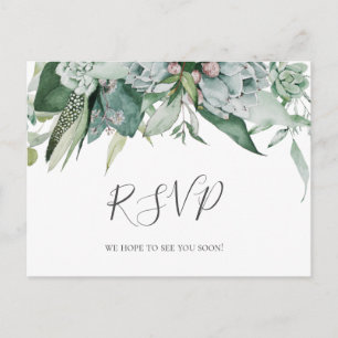 Succulent Greenery Menu Choice RSVP Card